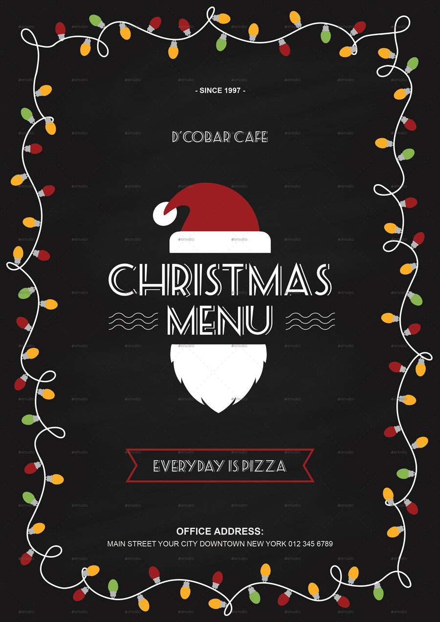 Menu Cenone Di Natale.Menu Per Cenone Di Natale Nero Con Ghirlanda